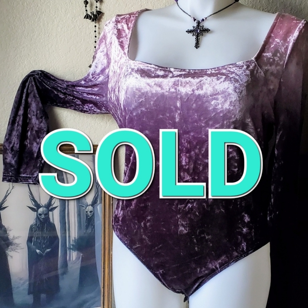 NWOT Purple Ombre Velvet Women's Bodysuit